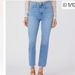 PAIGE Light Blue Cropped Straight Ankle Jeans
